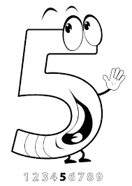 5 Rakamı (Beş) boyama sayfası – keyifli zaman, renkli çizimler