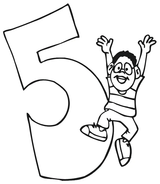 5 Rakamı (Beş) boyama sayfası – sanatsal çalışma, çocuklar için