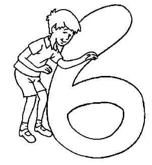 6 Rakamı (Altı) boyama sayfası – eğlenceli etkinlik, el becerilerini geliştirir