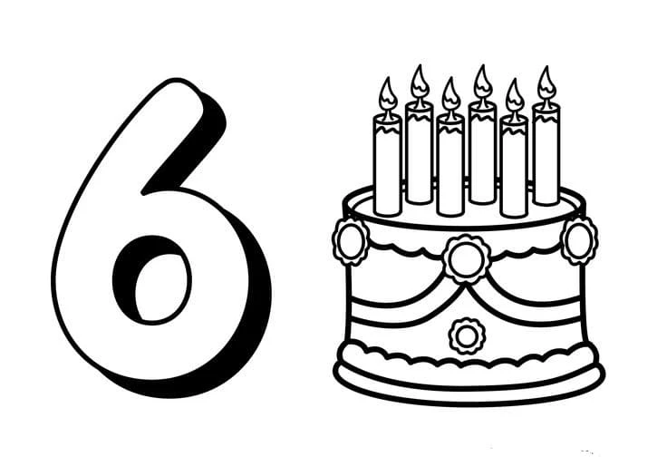 6 Rakamı (Altı) boyama sayfası – renkli çizimler, okul öncesi