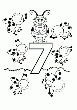 7 Rakamı (Yedi) boyama sayfası – keyifli zaman, renkli çizimler