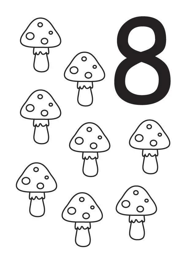8 Rakamı (Sekiz) boyama sayfası – eğlenceli etkinlik, el becerilerini geliştirir