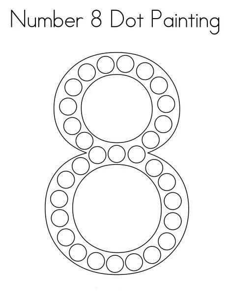 8 Rakamı (Sekiz) boyama sayfası – basit çizim, kolay boyama