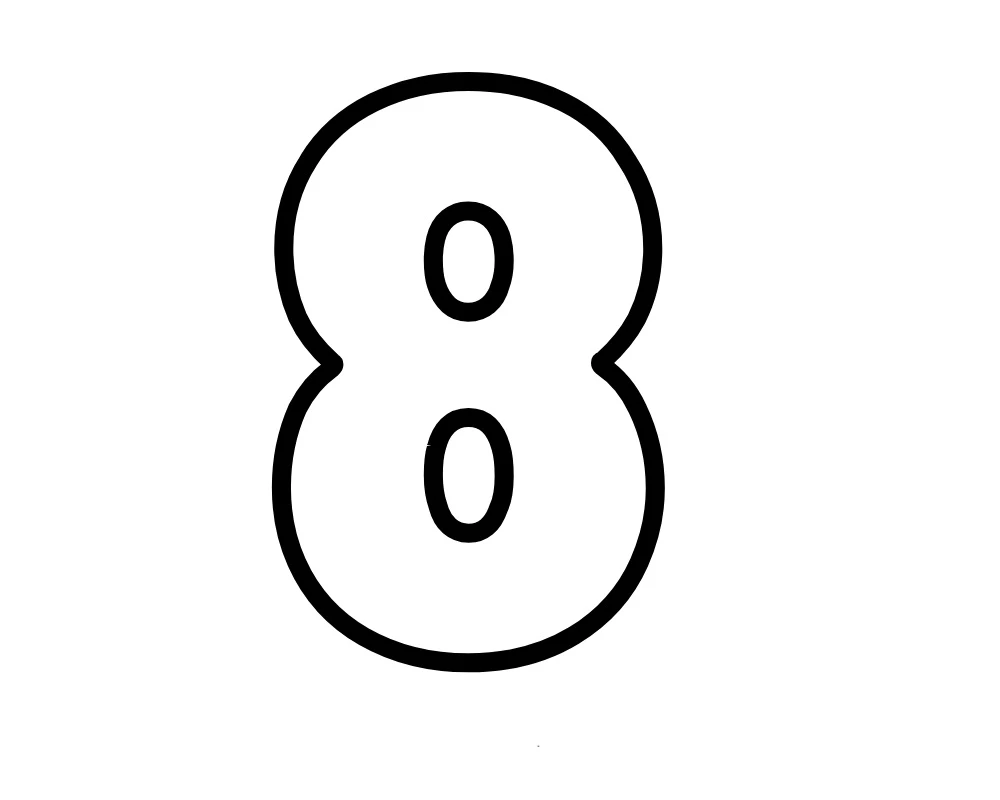 8 Rakamı (Sekiz) boyama sayfası – yaratıcılık, eğlenceli etkinlik