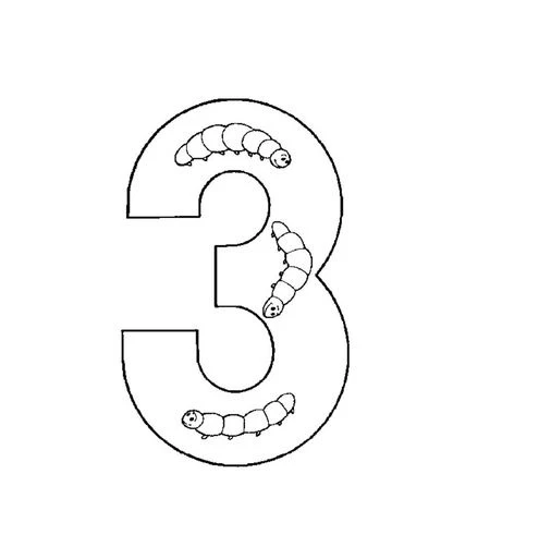 3 Rakamı (Üç) boyama sayfası – evde etkinlik, ücretsiz yazdır