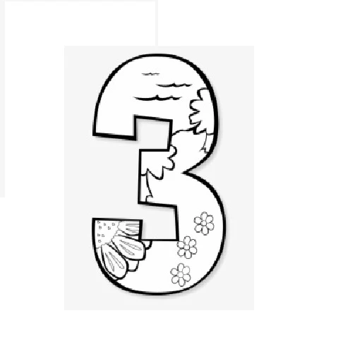 3 Rakamı (Üç) boyama sayfası – çocuk aktivitesi, PDF indir