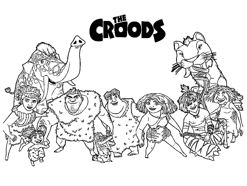 Crood’lar boyama sayfası – boyama etkinliği, çocuk aktivitesi