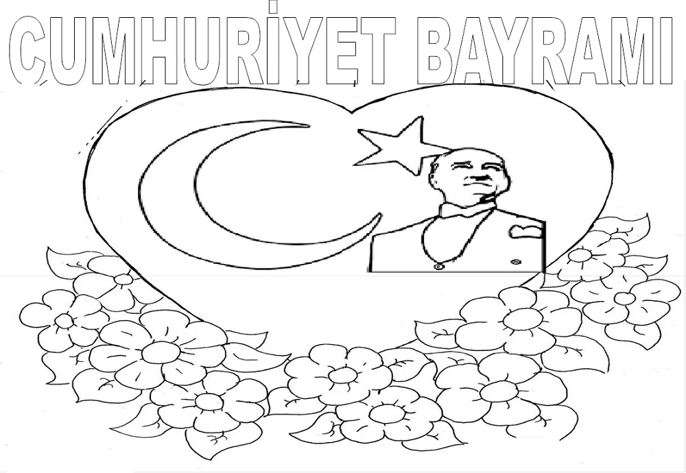 29 Ekim Cumhuriyet Bayramı boyama sayfası – sanatsal çalışma, çocuklar için