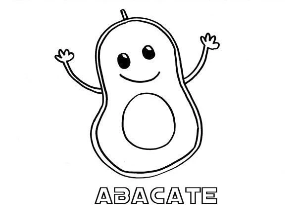Avokado boyama sayfası – çocuk aktivitesi, PDF indir