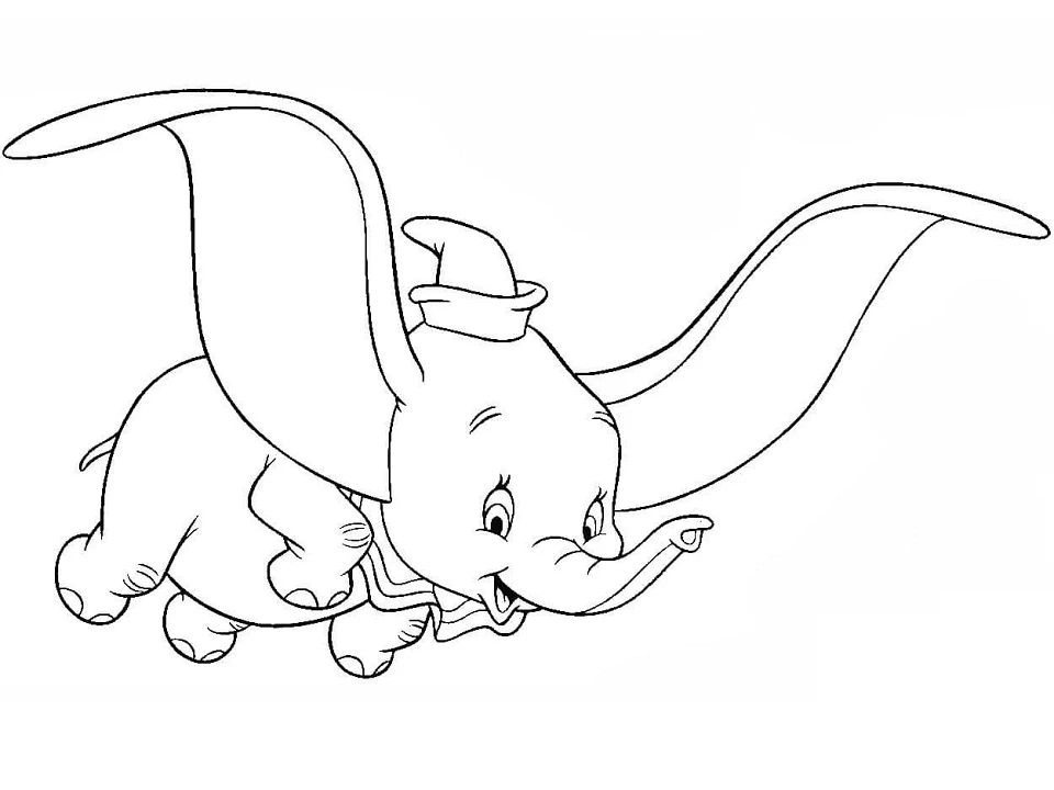 Dumbo boyama sayfası – eğitici aktivite, yaratıcılık