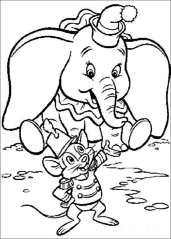 Dumbo boyama sayfası – renkli çizimler, okul öncesi