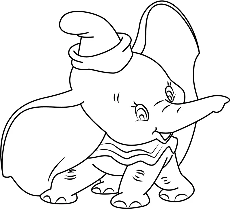 Dumbo boyama sayfası – kolay boyama, eğitici aktivite