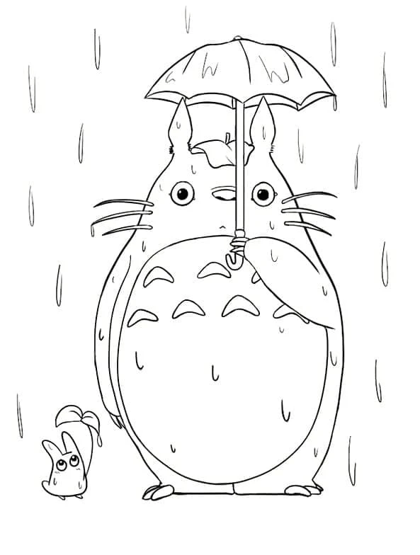 Komşum Totoro boyama sayfası #3 – basit çizim, yaz tatili etkinliği