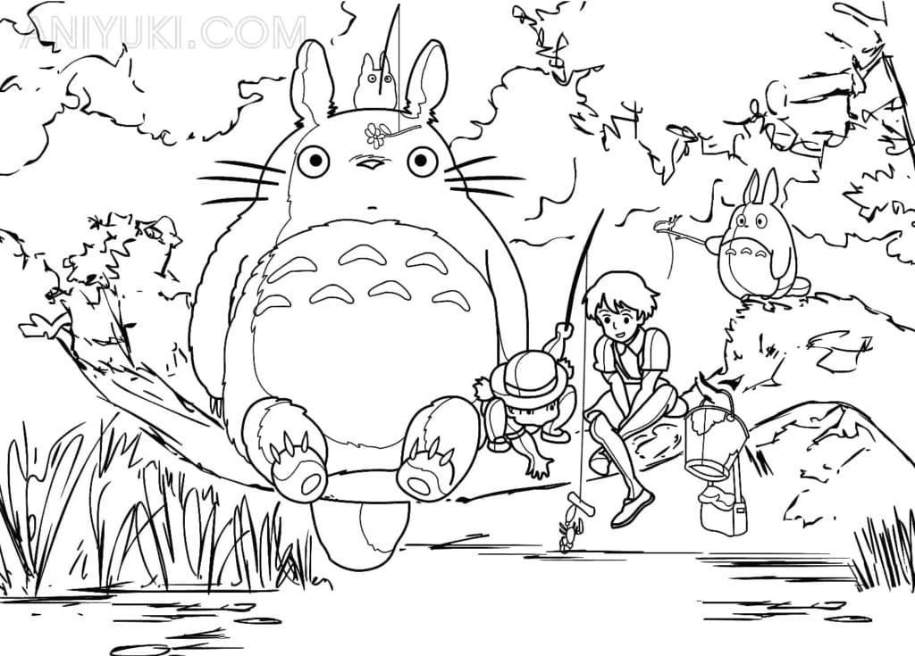 Komşum Totoro boyama sayfası #6 – renkli çizimler, dikkat ve odaklanma geliştirir