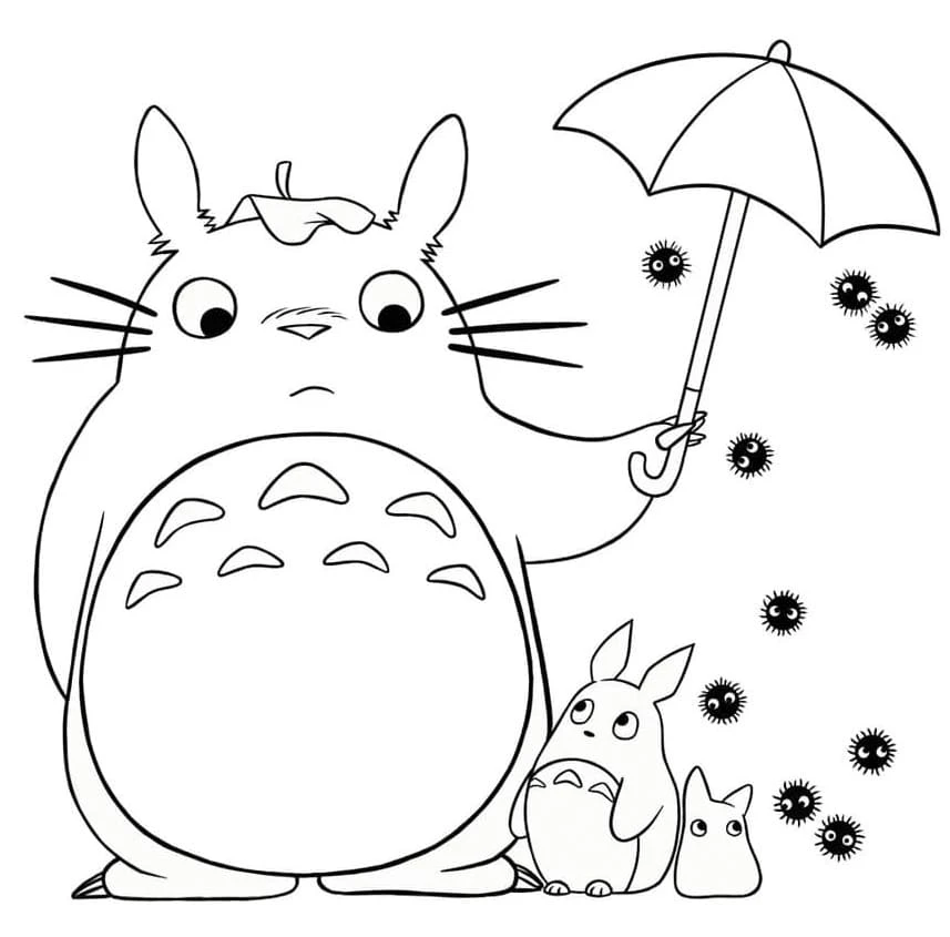 Komşum Totoro boyama sayfası #13 – dikkat ve odaklanma geliştirir, A4 baskıya uygun