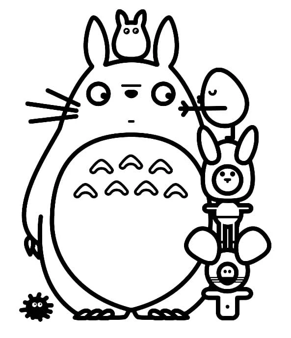 Komşum Totoro boyama sayfası – çocuk aktivitesi, PDF indir