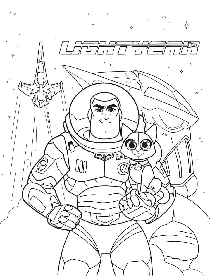 Buzz Lightyear boyama sayfası – çizgi film temalı, basit çizim