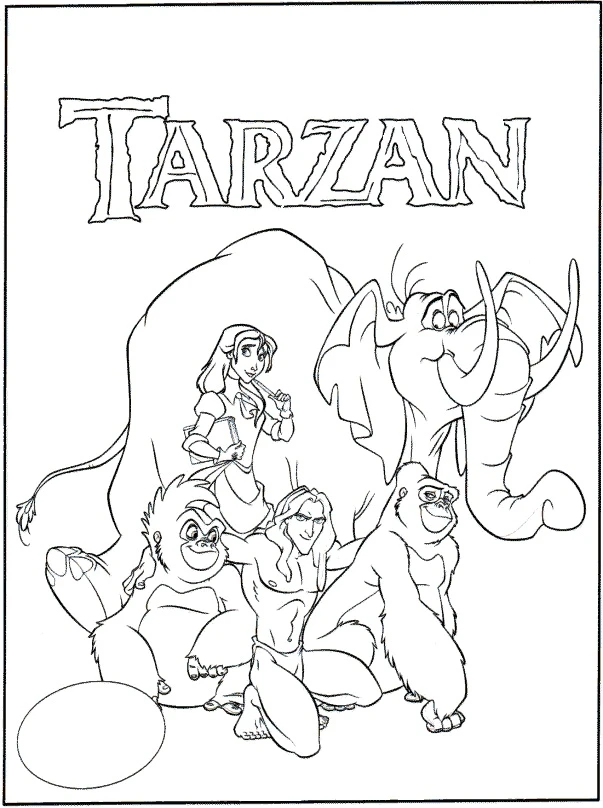 Tarzan boyama sayfası #14 – sevimli karakter, sanatsal çalışma