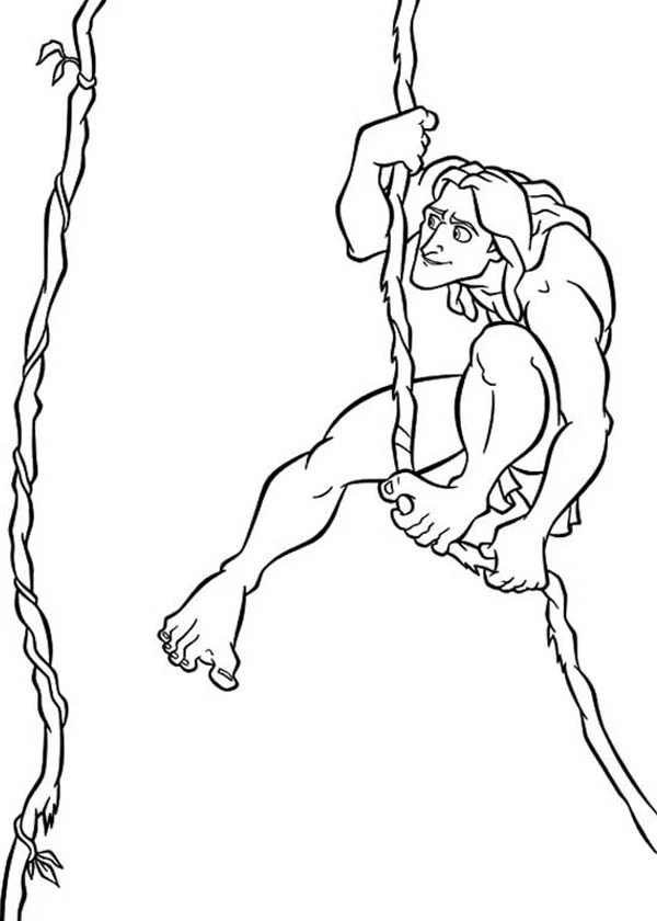 Tarzan boyama sayfası – eğlenceli etkinlik, el becerilerini geliştirir