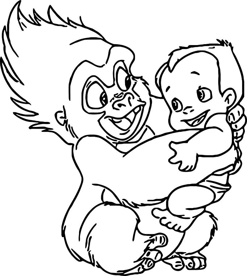 Tarzan boyama sayfası #48 – çocuklar için, çizgi film temalı
