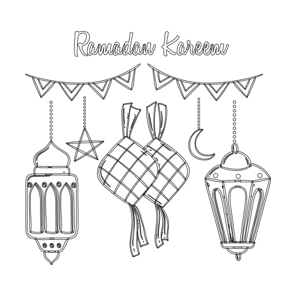 Ramazan Bayramı boyama sayfası – el becerilerini geliştirir, boyama çalışması