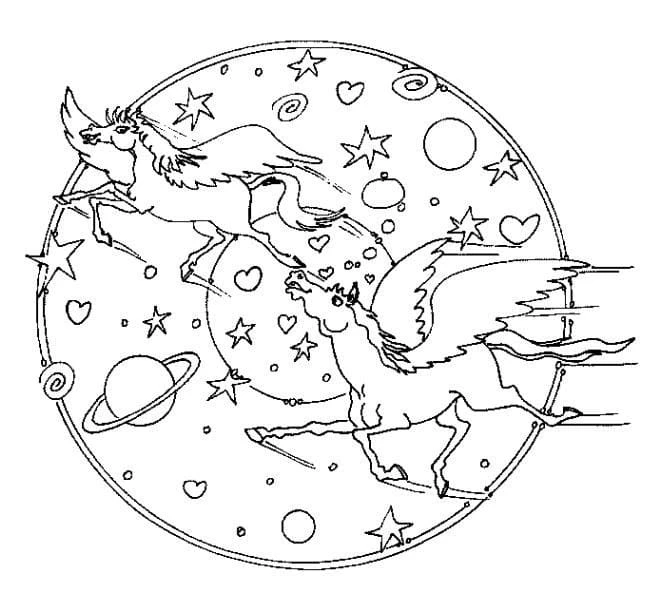 Pegasus boyama sayfası #4 – ilkokul öğrencileri için, hayal gücünü besler