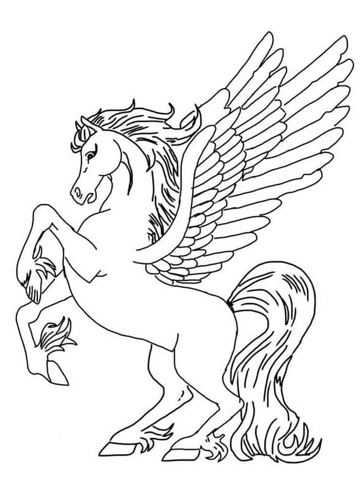 Pegasus boyama sayfası – kolay boyama, eğitici aktivite