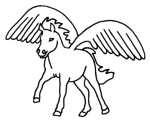 Pegasus boyama sayfası – çocuk aktivitesi, PDF indir