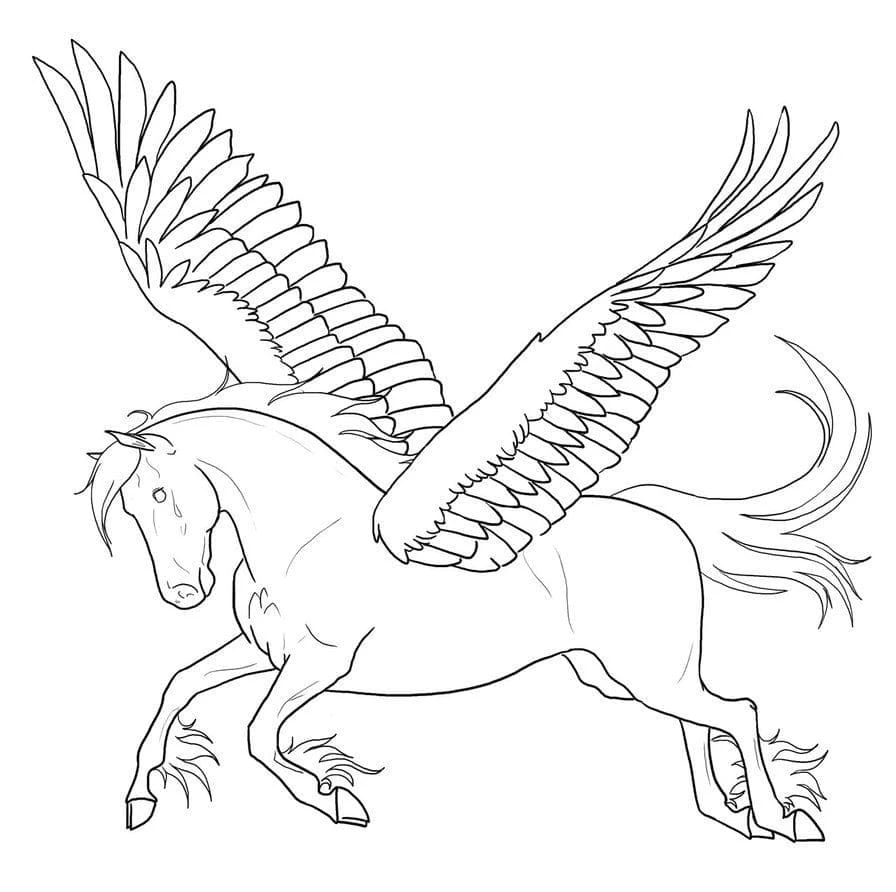 Pegasus boyama sayfası #18 – tamamen ücretsiz, çocuklar için