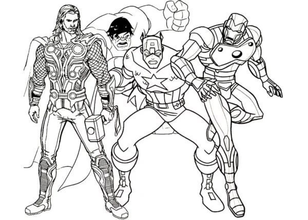 Marvel boyama sayfası – çizgi film temalı, basit çizim