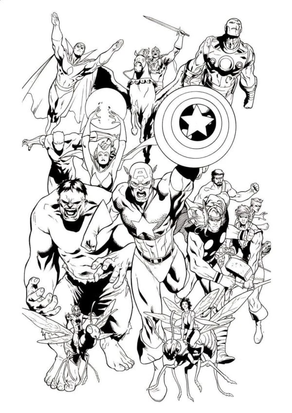 Marvel boyama sayfası – boyama çalışması, yaratıcılığı geliştirir