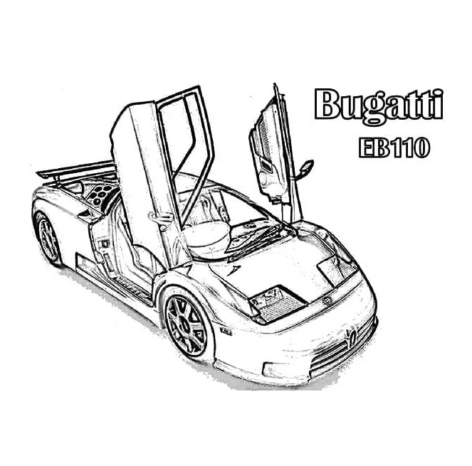 Bugatti boyama sayfası – eğitici aktivite, yaratıcılık