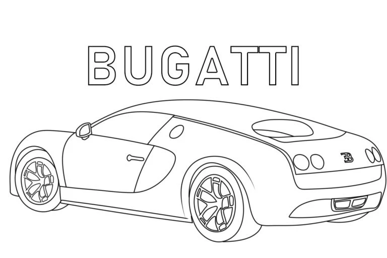 Bugatti boyama sayfası – sanatsal çalışma, çocuklar için