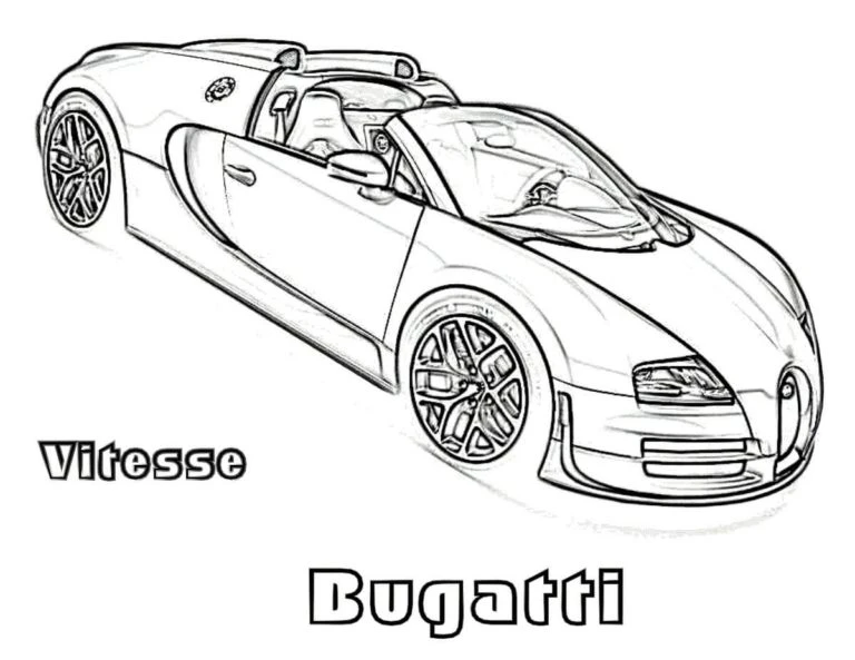 Bugatti boyama sayfası – boyama çalışması, yaratıcılığı geliştirir