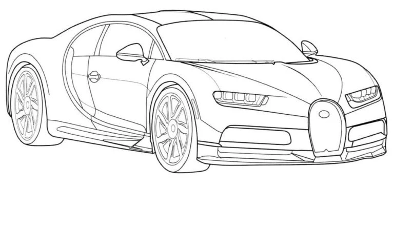 Bugatti boyama sayfası – renkli çizimler, okul öncesi