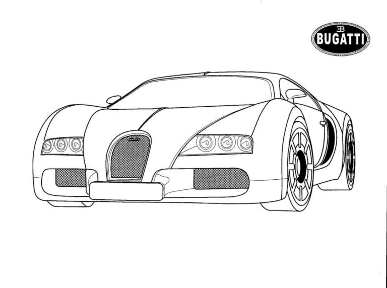 Bugatti boyama sayfası – çizgi film temalı, basit çizim