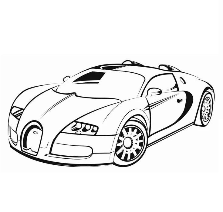 Bugatti boyama sayfası – el becerilerini geliştirir, boyama çalışması