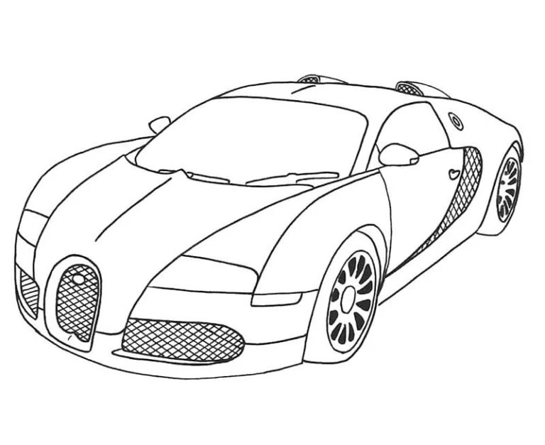 Bugatti boyama sayfası – kolay boyama, eğitici aktivite