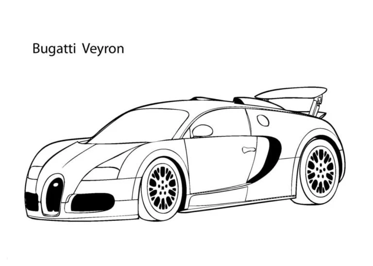 Bugatti boyama sayfası – sevimli karakter, sanatsal çalışma