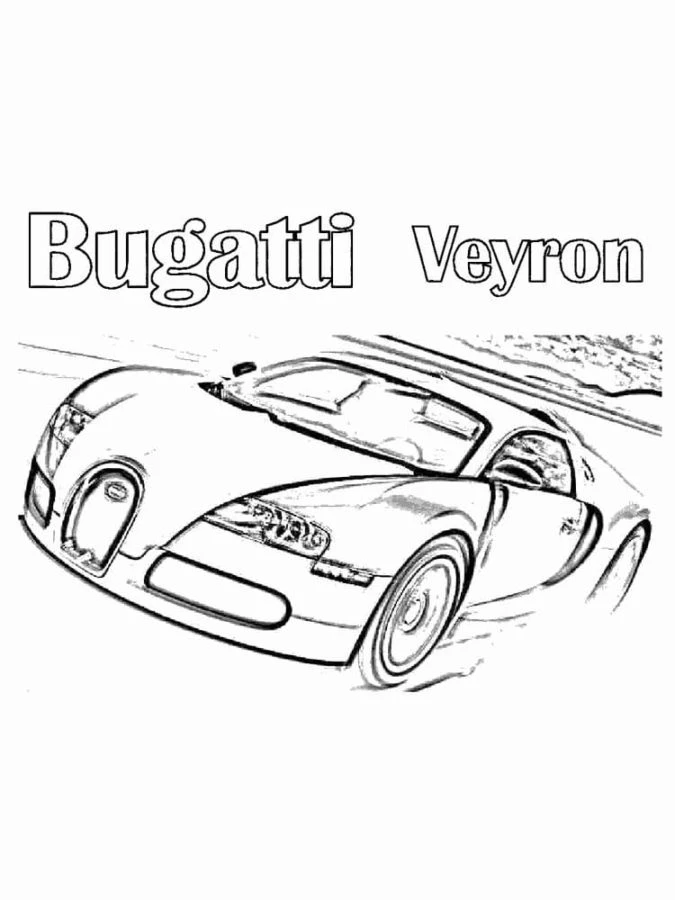 Bugatti boyama sayfası – çizgi film temalı, basit çizim