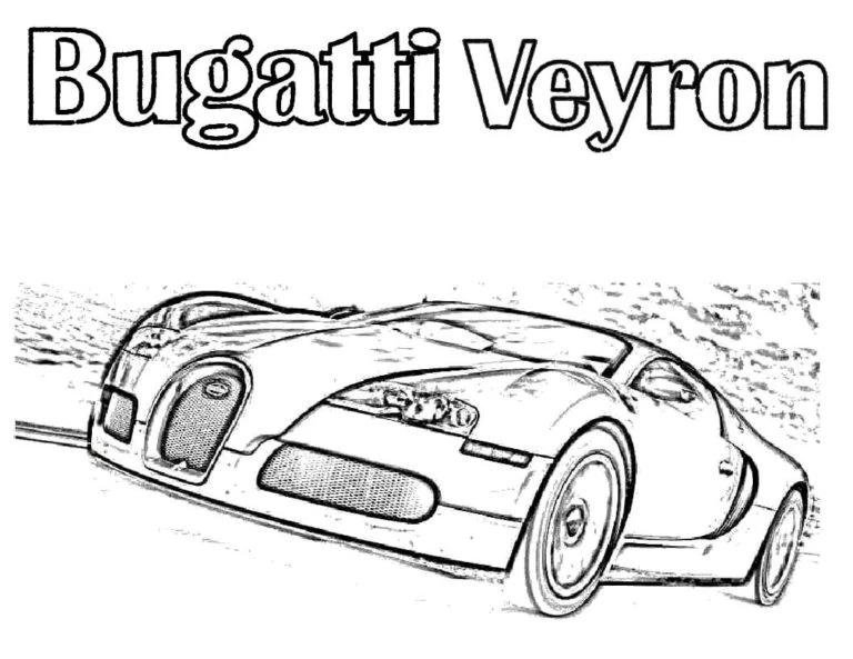Bugatti boyama sayfası – çocuk aktivitesi, PDF indir