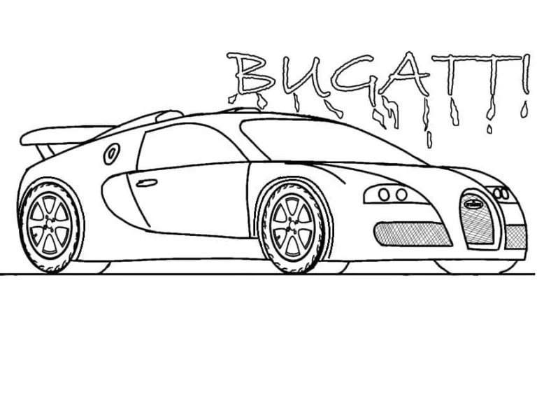 Bugatti boyama sayfası – sanatsal çalışma, çocuklar için