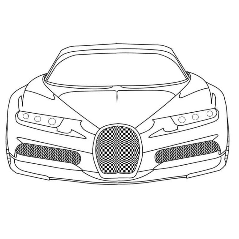 Bugatti boyama sayfası – PDF indir, sevimli karakter