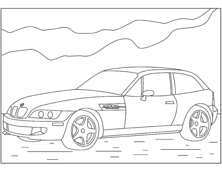 BMW boyama sayfası – PDF indir, sevimli karakter