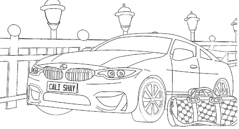 BMW boyama sayfası – basit çizim, kolay boyama
