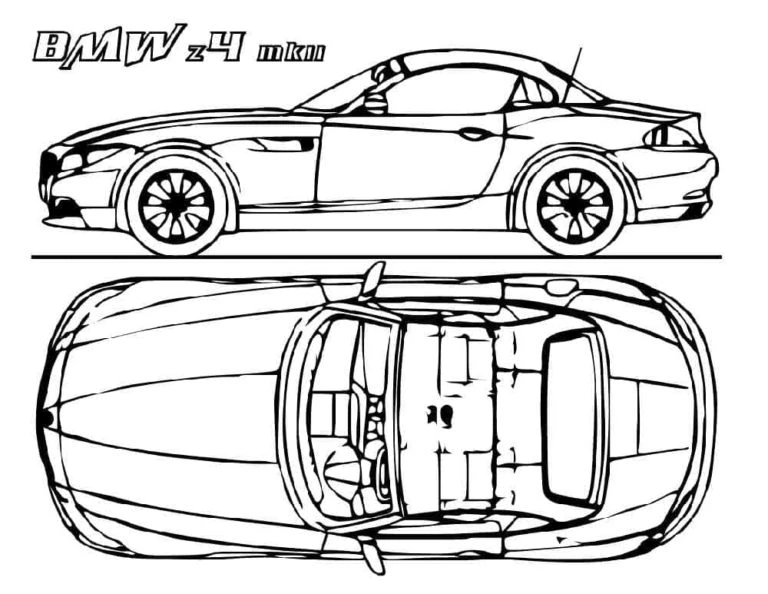 BMW boyama sayfası – PDF indir, sevimli karakter