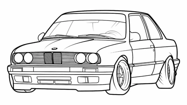 BMW boyama sayfası – sanatsal çalışma, çocuklar için