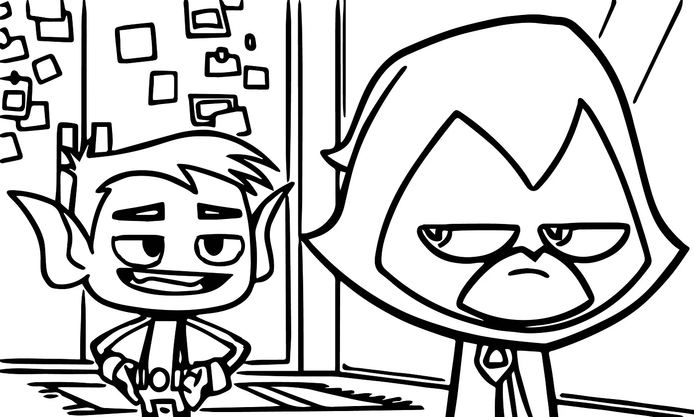 Teen Titans Go boyama sayfası #14 – basit çizim, yaz tatili etkinliği