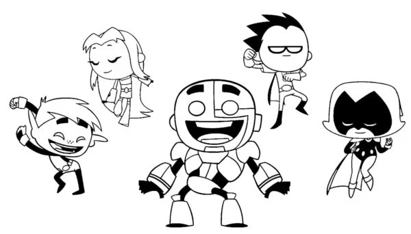 Teen Titans Go boyama sayfası #59 – ilkokul öğrencileri için, hayal gücünü besler