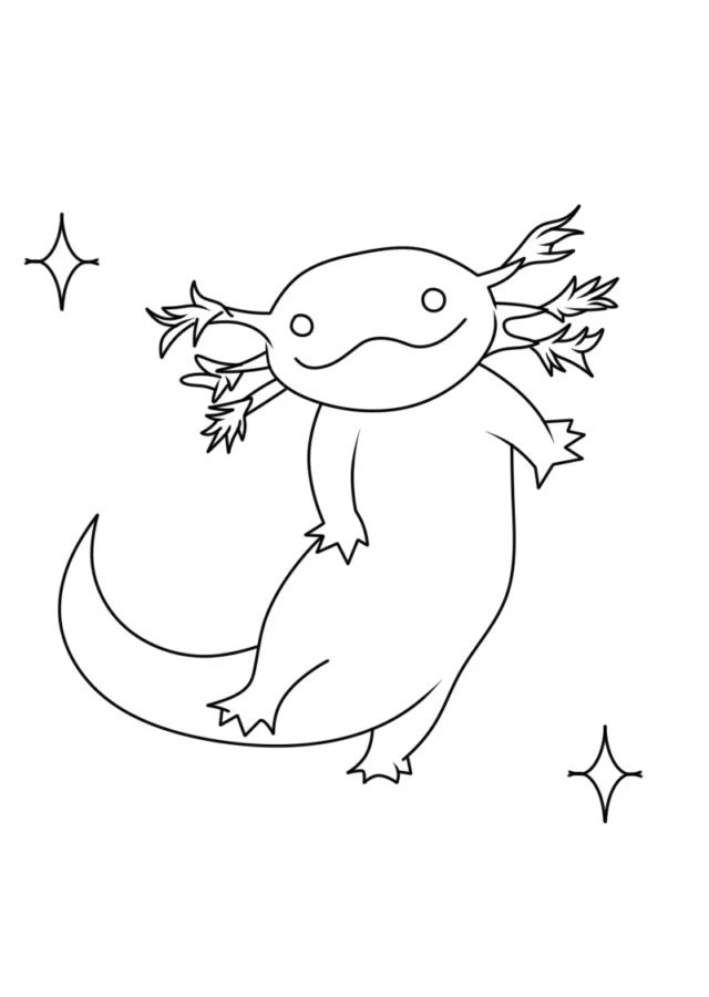 Axolotl boyama sayfası #30 – el becerilerini geliştirir, boyama çalışması